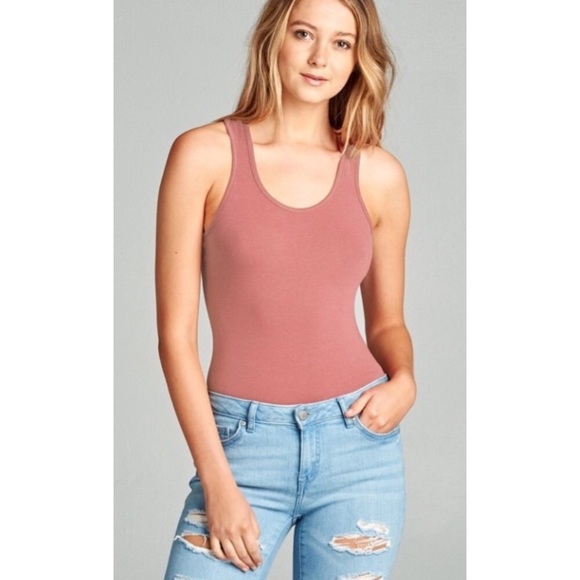 Dusty Mauve Racerback Bodysuit - Picture 4 of 4